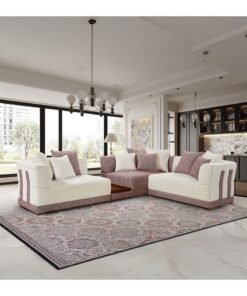 DANUBE HOME Hadley Sectional Corner Fabric Sofa | Modern Design L Shape Corner Sofas | Comfortable Living Room Furniture L328xW242xH72cm - Beige/Cherry