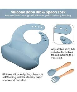 Alternative view of Gonice Baby Weaning Set, 8PCS Silicone Baby Plate with Suction Cup, Spoon, Fork & Sippy Cup, Baby Tableware - Baby Dinnerware Set, Baby Gifts & Presents (Blue)