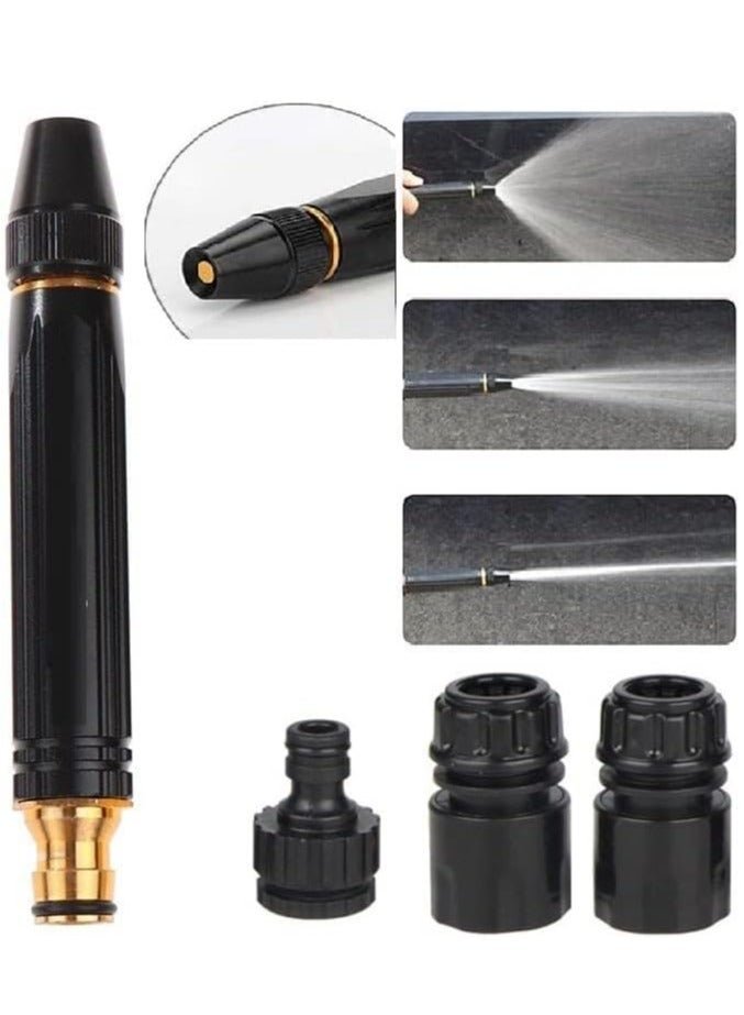 ELTRAZONE Water Spray Gun Car Wash Nozzle High Pressure Nozzle Spray Water Gun Water Jet Hose Nozzles Pipe For Gardening, Bike Car Wash Garden Watering Tool Black High Pressure Nozzle with 3 Attachment