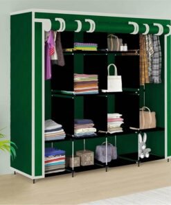 GTC Collapsible Wardrobe Clothes Almira, 2 Hanging Space, 12 Shelves, 1 Side Pocket Non-Woven Fabric (W 88270)