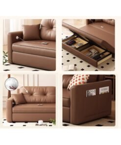 Organized Home Microfibres leather sofa bed dual-purpose foldable small apartment living room retractable multifunctional office apartment 2024 new - Image 4