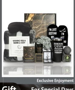 Arabest Black Luxury Gift Set for Men - Blanket, Necklace & Spa Essentials Ramadan, Birthday Gifts for Him/Dad/Son - Men's Gift Box with Premium Accessories (Dark Theme)