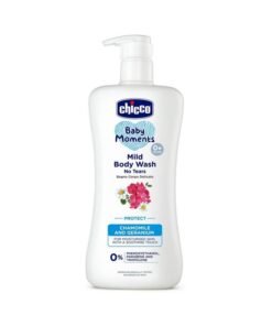 Chicco Baby Moments Mild Body Wash - Protect, 500Ml |With Chamomile & Geranium|No Tears Formula With Natural Ingredients For Moisturized Skin|Phenoxyethanol, Parabens & Lauryl Sulphates Free