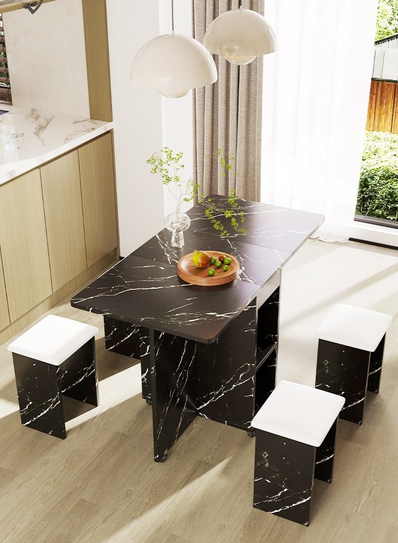 Folding Dining Table Dining Table Removable Folding Dining Table Dining Table Set For 4 Space Saving Dining Table For Tight Spaces With 4 Chairs White Black