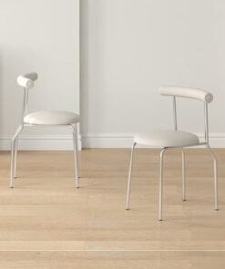 Raffine Set of 2 Multipurpose Use Nordic Style Dining Chairs Comfortable Ergonomic Design Leather Cushion Living Room Chairs Reading Chairs Durable Built Reception Chair for Office 41x45x75 cm