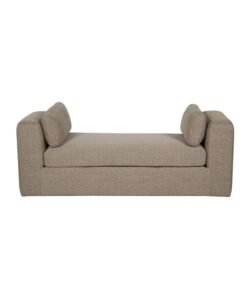 DANUBE HOME Paddington Wide Fabric Lounger With 2 Bolster Accent Chair Modern Design One Seat Sofas Comfortable Living Room Seating Furniture For Home L 160 x W 60 x H 60 cm Melange Brown