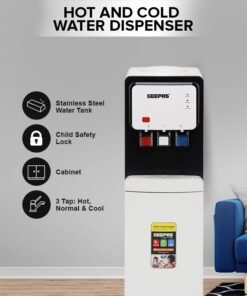GEEPAS Hot and Cold Top Loded Water Dispenser| Stainless Steel Water Tank with Fast Cooling and 2 Taps, Hot and Cold| Low Noise and Environment Friendly, Perfect for Home, Shopping Malls, and Office GWD17019 white