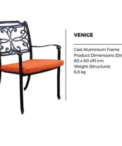 Arm Chair -Venice Style-60x60x91Cm-Aluminum-1Year