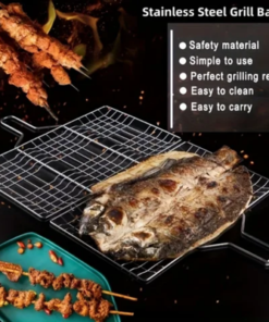 Square Shaped Grill Topper With Handle Silver/Beige 34x21 Cm