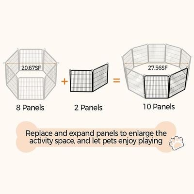 Dog Playpen Indoor Outdoor, Metal Pet Exercise Fence, Multiple Configurable Shapes, Heavy Duty Pen for Dogs (Black, 63x63cm, 2)