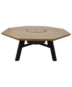 Small Octagon Fire Pit Table Color Natural Teak & Black