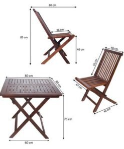 Patio Bistro 4 Chair 1 Table Set - Folding Outdoor Wood Chair And Table Set Folding Dining Table Set For Garden Furniture