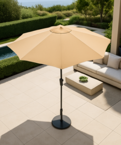 Velcro Round Outdoor Umbrella with Rotating Handle UV-Resistant Canopy for Patio & Garden Valet Parking - Image 3