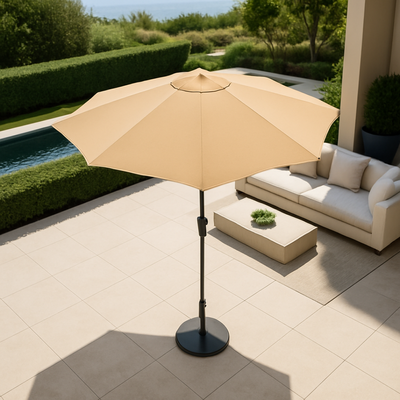Velcro Round Outdoor Umbrella with Rotating Handle UV-Resistant Canopy for Patio & Garden Valet Parking - Image 3