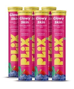 PLIX THE PLANT FIX PLIX-THE PLANT FIX Glowy Skin Effervescent Tablets | 500mg L-Glutathione | Hyaluronic Acid | Vitamin C & E | Plant-Based Ingredients | Sugar-free | For Daily Use (Pack of 6)