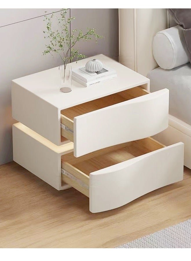 fashionhome Set of 2 Modern High Gloss One Touch Switch Night Light LED Nightstand with 2 Storage Drawers Solid Wood Bedside End Table Furniture 50x40.5x50 cm (Fully Assembled) - Image 4