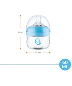 Umomy Newborn Baby Bottles, PP Anti-Colic Infant Bottles, Silicone Rubber Teat, Wide Neck Breast-Like Nipple, BPA Free Slow Flow, Blue, 60ml