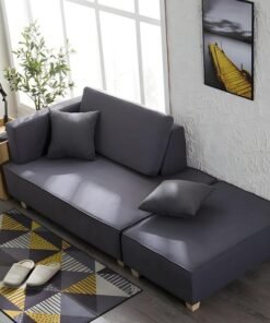 Comfynest Scandinavian Wool Seats 2 Sofa With Ottoman, Non-Skirted, Foam Seat Fill, Living room luxury couch, 180 x 80 x 58 cm, Space-Saving (Grey)