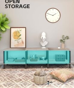 Ammar Space Modern TV Console for Living Room - 75 Inch Wood Media Center TV Stand with Open Storage Shelves TV Cabinet Media Storage Stand Console Table Industrial Design 173.5*40*51cm - Image 4