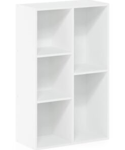 TPGP Reversible Cabinets Content of 5 Cube Open Shelf For Living room, Hallway, bedroom or bookshelf, Made of PVC lightweight (White) 50x24x80 cm (Small Size)