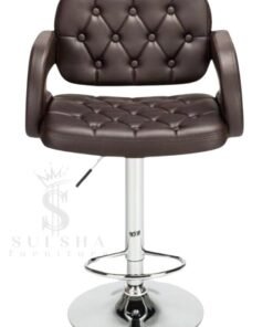 SULSHA SUPER Modern Height Adjustable Chair , Bar Chair , Bar Stool Set Leather Padded Stool BROWN/Silver