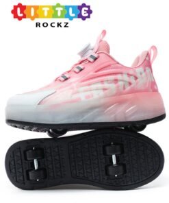 LITTLE ROCKZ Double Wheel LED Flash Light Fashion Shiny Sneaker Skate Heelys Shoes With Lightning Sole