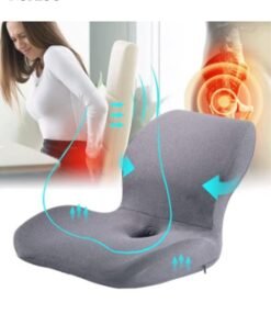 DUNISO Seat Cushion Lumbar Support Pillow，Memory Foam Seat Cushions，All-in-one Breathable Booster Seat Cushion，Soft and Comfortable，for Office Chair, Gaming Chair, Wheelchair and Car Seat，Grey