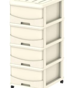 Cosmoplast Cedargrain 4 Tiers Storage Cabinet With Drawers And Wheels