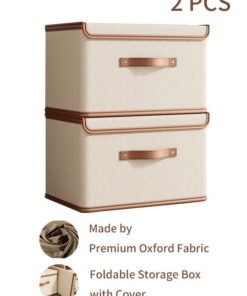 Cedarwave 2-Packs Clothes Drawer Organizer with Cover, Wardrobe Clothes Organizer,Foldable Storage Boxes for Shelves, Foldable Closet Organizer Bins Storage Containers for Organizing Clothing Jeans Toys Book Shelves