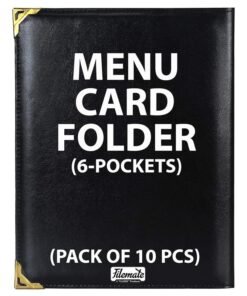 Filemate A "CLASSIC" Products Filemate MENU Card Folder (6-Pockets) (Pack of 10 pcs) / Holder for Restaurants or Hotels (A4 Size: 31.1 x 25.4 cm) (Black)