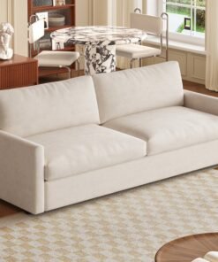 Beige double sofa, ultra wide soft cushion sofa, living room furniture sofa, modern style deep seat sofa, suitable for lazy sofas in living rooms, bedrooms, homes, and offices, 190 * 77 * 85cm