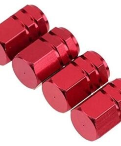 HERIOS Tire Valve Stem Caps, 4 Pcs Anodized Aluminum Tire Valve Cap Set Corrosion Resistant Universal for Cars, SUVs, Bike, Trucks and Motorcycles, Car Wheel & Tire Exterior Accessories (Red)