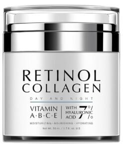 NowNoon Retinol Collagen Day & Night Cream – Anti-Aging Moisturizer with Vitamins A, B, C, E & Hyaluronic Acid – Firming, Hydrating, Women & Men Nourishing Face Cream – 50ml