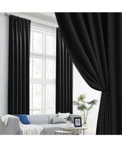 DUNISO 2 Panels Super Large Blackout Curtains (Black,132*241cm)Thermal Insulated Room Darkening Curtains, Grommet Light Blocking Blackout Drapes for Living Room