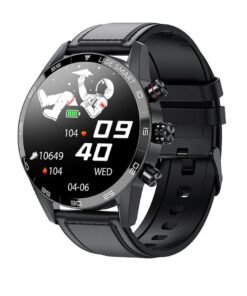 LIGE Smart Watch, IP68 Waterproof Bluetooth Phone Call Smart Bracelet, Multifunctional Smart Activity Tracker Wrist Watch With Heart Rate Blood Oxygen Monitoring, (1pc, Black, Leather Strap)