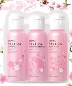 Jinyue Travel Shampoo and Conditioner Mini Shower GelMini Hair Care for Moisturizing Nourishing LeakProof TSA Approved Toiletries for Women Men Perfect Sakura Shower Gift Set with Moisturizing