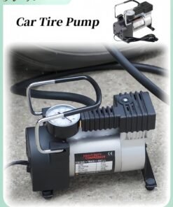 HALAMODO Tire Inflator Auto Tyre Air Compressor Inflator Pump High Pressure Metal Pump Pressure Gauge Universal Car Accessories for Car & Motorcycle Tire（12V 100PSI）