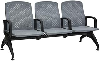 SULSHA furniture 3 Seat Airport Waiting Chair Office Clinic Bench Salon Reception Room Chair (Grey/Black)