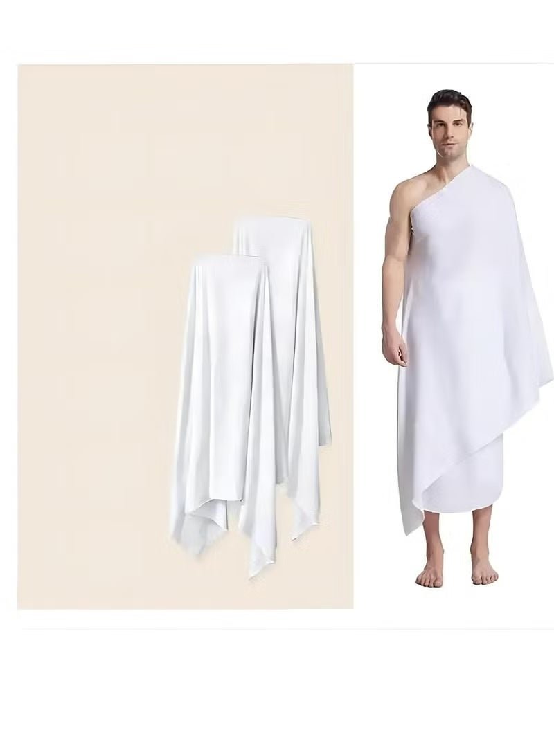 Ucanbe 2-Pack Islamic Men’s Bath Towels – Soft Ihram / Ahram Pilgrimage Towels, Highly Absorbent Ritual Towels for Hajj & Umrah, Comfortable Lightweight White Towels