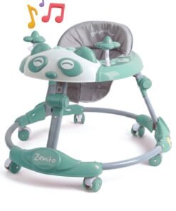 Zenito Baby Walker - Activity & First Steps Aid -Multifunctional Foldable Baby Walker with 6 Adjustable Heights, Activity Center, Portable Music, Toys, Food Tray & Silent Wheels -  6 Months + - Easy Fold -Pink