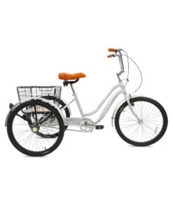 MOGOO Hauler Adult Tricycle - 24/26 Inch - Durable Steel Frame, Removable Rear Basket With Wheels & Wooden Base, Alloy Rims, Parking Brake, Saddle With Springs, Vintage Design, Perfect For Shopping