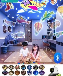 Bybeo Night Light Projector for Kids, Star Projector & Bluetooth Music, Robot Night Light, Rechargeable Lamp, Boy's Birthday Gift for Bedroom Decor, 360° Rotation and Bluetooth, 21 Scenes+6 Lights+ Music