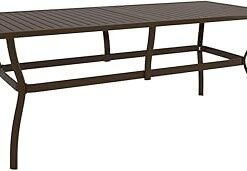 Garden Table Outdoor Furniture Patio Side End Table Slatted Tabletop Kitchen Dining Room Dinner Desk Brown 190x80x72 cm Steel