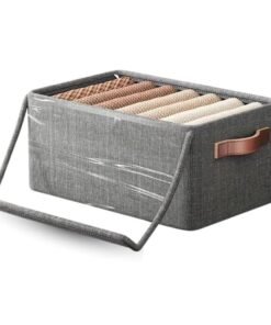 BLADESMITH One Storage Box and Clothes Organizer in a Pack Non-Weaved Storage Wardrobe Organizer Foldable Washable Box with Handles and a Lid Metal Frame Perfect with an Almirah Drawer -3-Pack