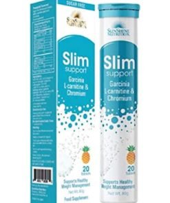 SUNSHINE NUTRITION Slim Support Infused With Garcinia, L-Carnitine And Chromium Food Supplement Supports Healthy Weight Management Pineapple Flavour Effervescent Tablets With No Added Sugar 20 Tablets 80G