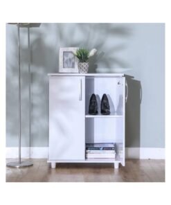 DANUBE HOME Absol Multipurpose 2 Door Cabinet Sturdy Home Kitchen Organiser SideboardModern Design Furniture for Dining Room Living Room Kitchen L60xW40xH75 cm - White