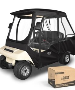 10L0L 4 Passenger Golf Cart Driving Enclosure Golf Cart Rain Weather Cover for Club Car DS Short Roof Waterproof Portable Drivable Travel 4-Sided Black/Transparent