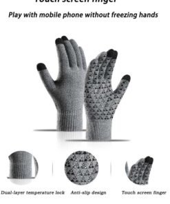 Alternative view of VIUAUAX 1 pair Men's Winter Thickened Warm Wool Gloves Winter Knit Gloves  Warm fingers Outdoor Windproof Cycling Gloves Touchscreen Gloves Full Finger Fitness Gloves Outdoor Windproof Touch Screen Gloves