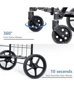 Alternative view of DUNISO Folding Shopping Cart with Wheels and Double Basket, Grocery Multipurpose Cart, Compact, Suitable for Shopping Laundry, Garden, Grocery, Travel, Black, 118L