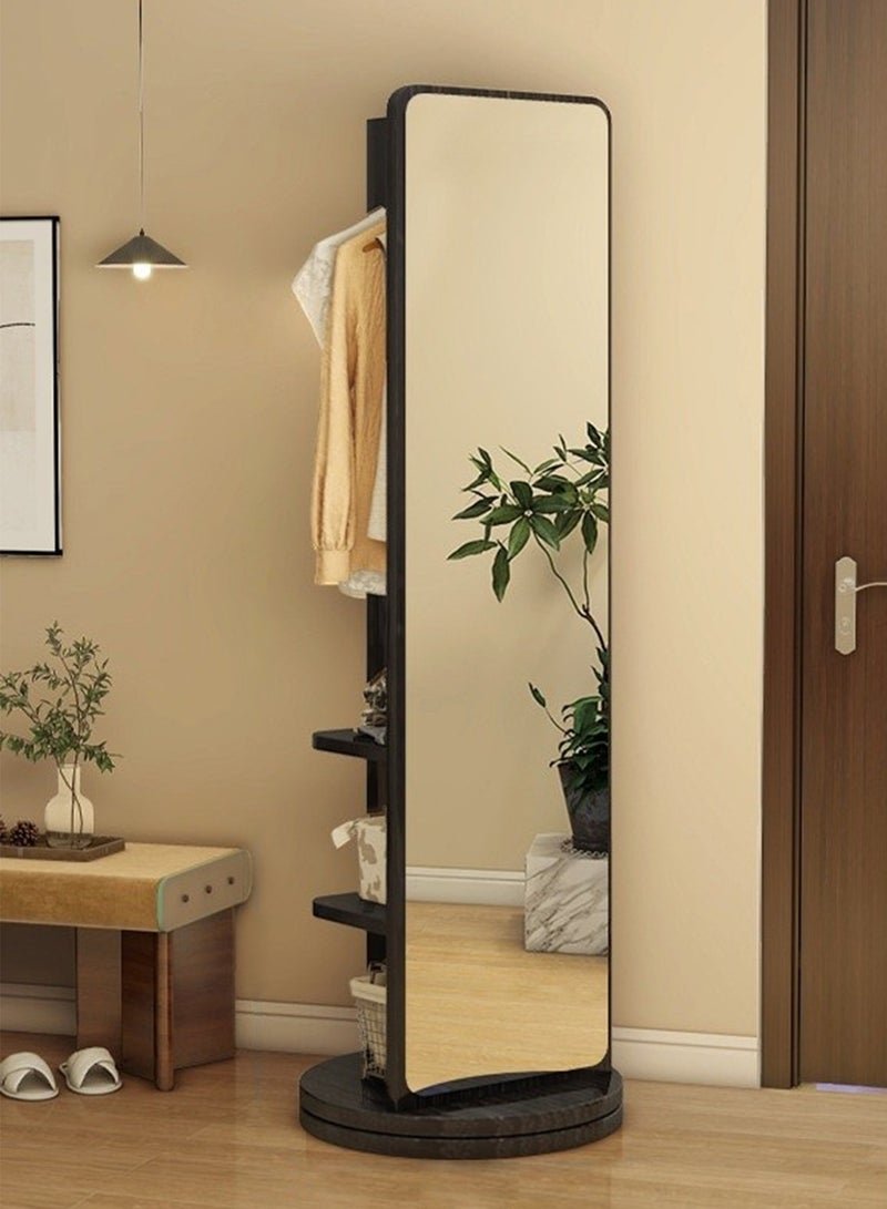 Rotating Solid Wood Dressing Mirror Cabinet with Storage Full Length Rotatable Mirror